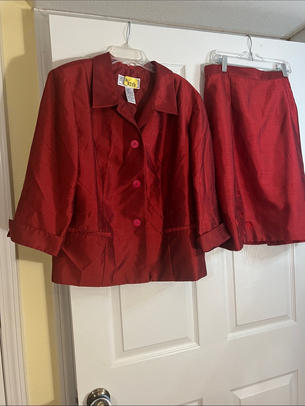 Jessica Howard Red Women's Skirt Suit Set